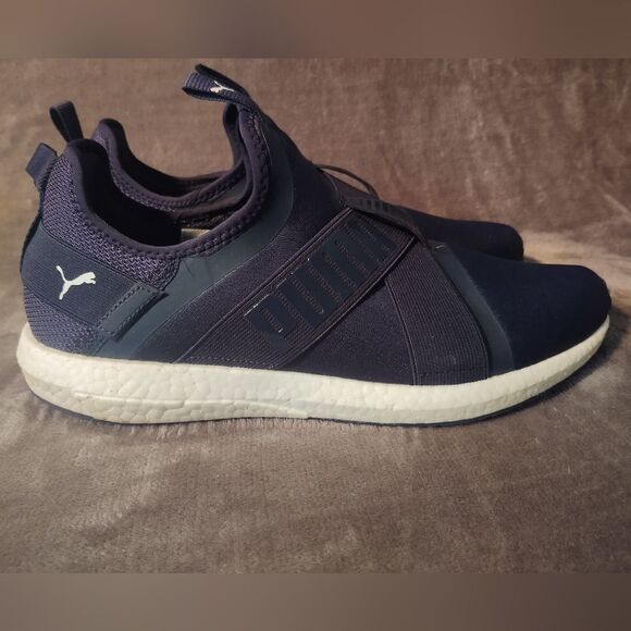 NIB Puma Mega NRGY X Peacoat-Puma White Men's sz 11.5 Navy Sneaker Slip-on Shoe - Picture 3 of 9